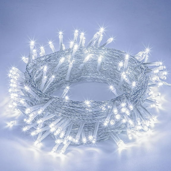 Extendable 33FT 100 LED String Lights Outdoor Indoor, Super Bright Christmas Lights, Waterproof 8 Modes Plug in Fairy Lights for Xmas Tree Bedroom Party Wedding Garden,Cool White