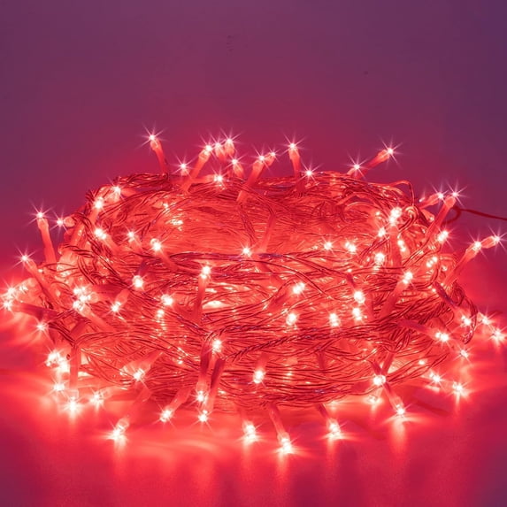 Extendable 33FT 100 LED String Lights Outdoor Indoor, Super Bright Christmas Lights, Waterproof 8 Modes Plug in Fairy Lights for Xmas Tree Bedroom Party Wedding Garden,Red
