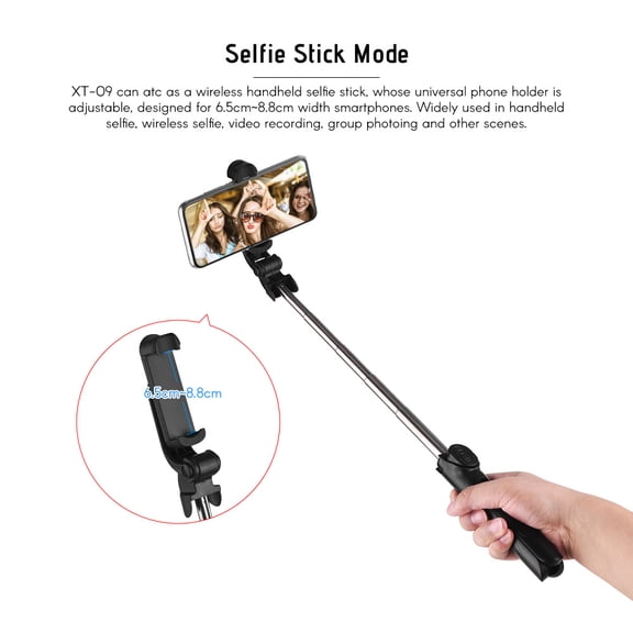 Extendable 5-Section Extendable Selfie Stick Integrated Universal Phone Holder Tabletop Tripod With BT Remote Controller 10m Wireless Control For
