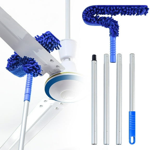 Extendable 6-Ft Ceiling Fan Duster Kit – Flexible Microfiber Brush with Bendable Head, Clean Fans Vents Blinds Baseboards, Washable & Reusable Pole
