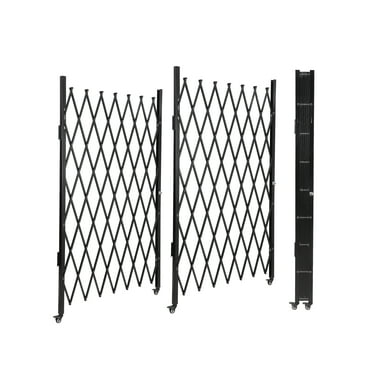 Extendable Aluminum Fence, Double Foldable Security Gate Mobile Folding Scissor Gate Portable Safety Barrier with Casters Retractable Driveway Gates Portable Barricade Gate