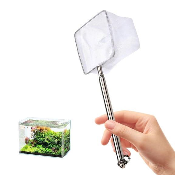 Extendable Aquariums Fish Net With NonSlip Handle Corrosion Resistant Rod And Protective Nettings for Fishtanks Cleaning