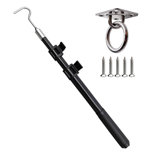 Extendable Attic Pull Down Hook Ladder Stairs Puller Kit with Aluminum Pole