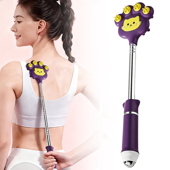 Extendable Back Scratcher - Cat Dog Back Scratcher for Women, Cat Paw Design with Dual Silicone Massage Points, Adjustable Length 9.84-11.42 Inch, Portable Scratching Tool for Back Neck Scalp 1PC*1