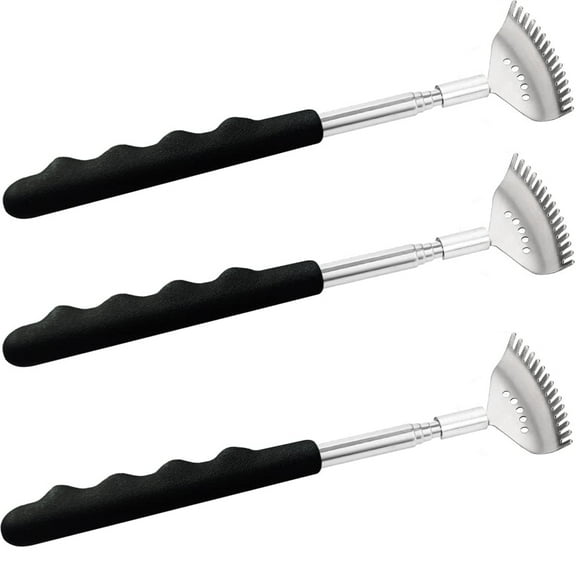 Extendable Back Scratcher the head has 15 rakes, Stainless Steel Portable Telescopic Rubber Handle Back Scratchers
