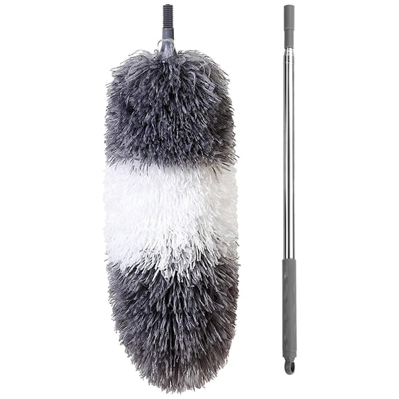Extendable Bendable Microfiber Duster with Stainless Steel Telescoping Pole, Washable Dust Remover for Ceiling, Fan, Cobweb & High Corner Cleaning