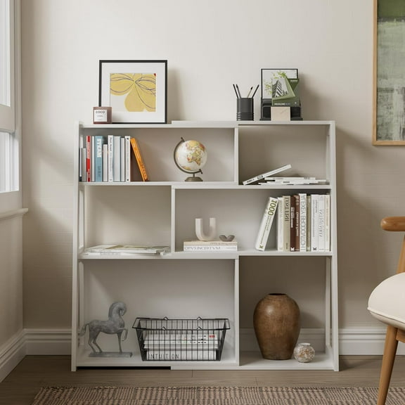 Extendable Bookshelf, 3 Tier Wood Bookcase Storage Book Shelves Adjustable Organizer for Bedroom Living Room Home Office Corner, White