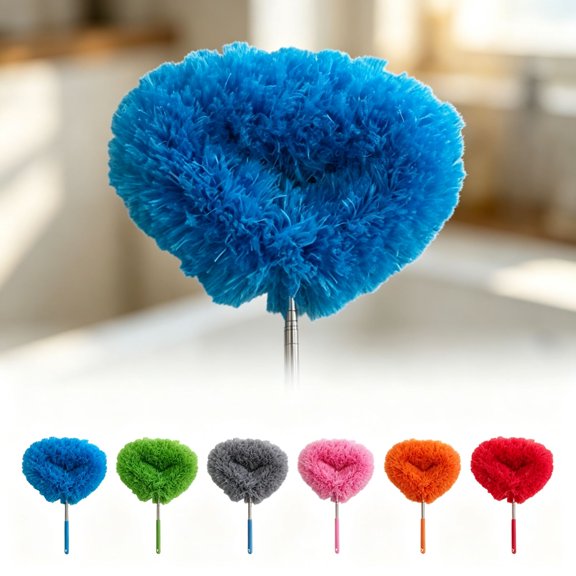 Extendable Ceiling Fan Duster with Long Pole Telescopic Electrostatic Microfiber Duster 12 to 55 Inch Reach Tool Blue