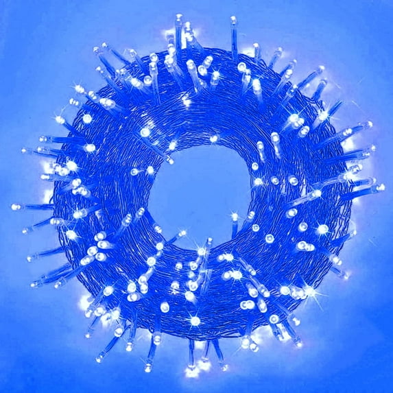Extendable Christmas Lights, 33FT 100 LED 8 Modes Plug in Fairy String Lights for Bedroom Xmas Tree Wedding Garden Indoor Outdoor, Blue