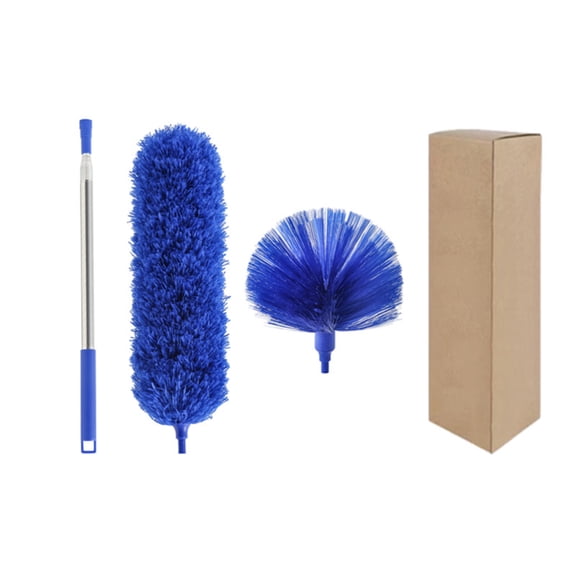 Extendable Cobweb Duster Set with Telescopic Handle Microfiber and Bristle Heads for Ceiling and Corner Cleaning