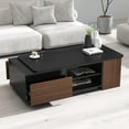 thumbnail image 1 of 47" Extendable Coffee Table, Modern Rectangular Center Table with 2 Drawers and Open Shelves, Wood Large Space Saving Table, for Living Room, Bedroom, 1 of 9