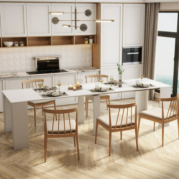 Extendable Console / White 121 25 lb Simple Lines Design / Applicable