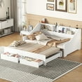 Extendable Daybed to King, Wood Daybed with USB Charging and 2 Drawers