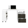 thumbnail image 1 of Extendable Desk, White/dark Walnut - Spacious Desk With Drawer And Shelf Space, For Movement, Engineered Wood Made Long-term Performance In Space Saving Open Storage, Movable , Sturdiness, 1 of 2