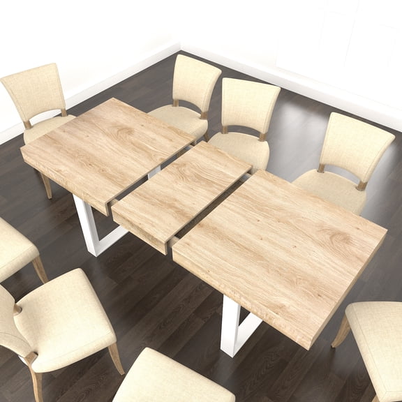 FunMay Modern Farmhouse Extendable Wooden Dining Table for 6-10 People