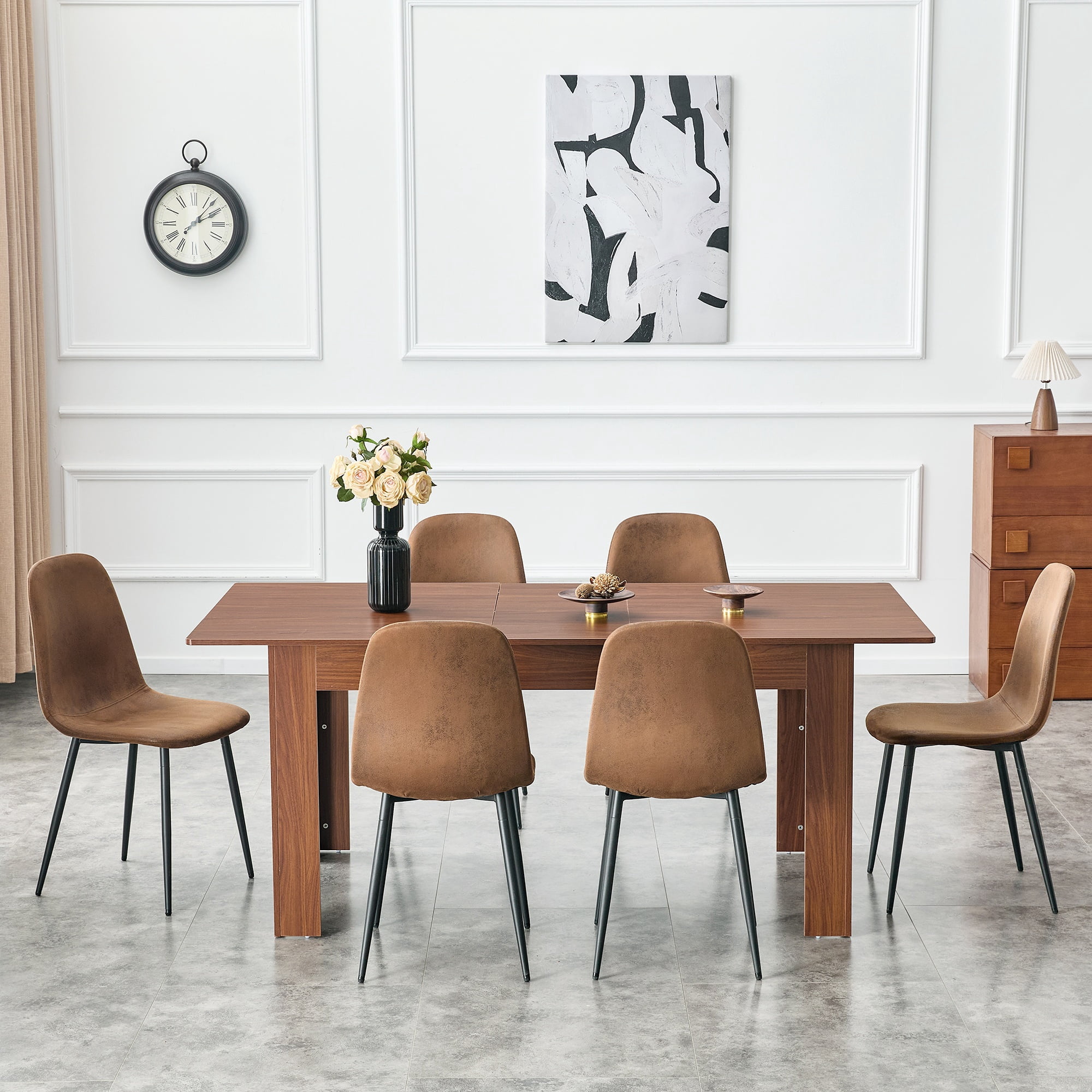 Modern Mini Table Double Extendable Dining Table with 2 Drop Leaves, Expandable Kitchen Table ...