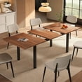 thumbnail image 1 of Extendable Dining Table for 4-6, 63" Modern Kitchen Table, Farmhouse Dining Room Tables for Dining, Kitchen, Office, Living Room, Rectangular Wooden Tables, Space Saving (Walnut), 1 of 8