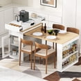 thumbnail image 1 of Extendable Dining Table with Folding Tabletop - Bar Table with Drawers and Power Outlet, Kitchen Island with Wheels and Hooks, Sideboard for Kitchen, Dining Room, Apartment, 1 of 9