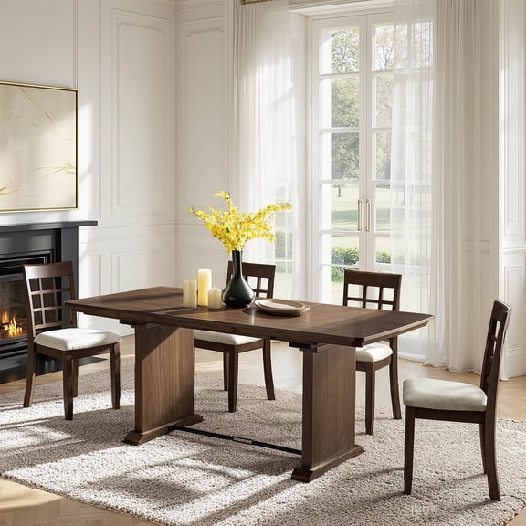 Extendable Dining Table, Modern Wood Kitchen Table Rectangular Table for Dining Room,Living Room, Walnut
