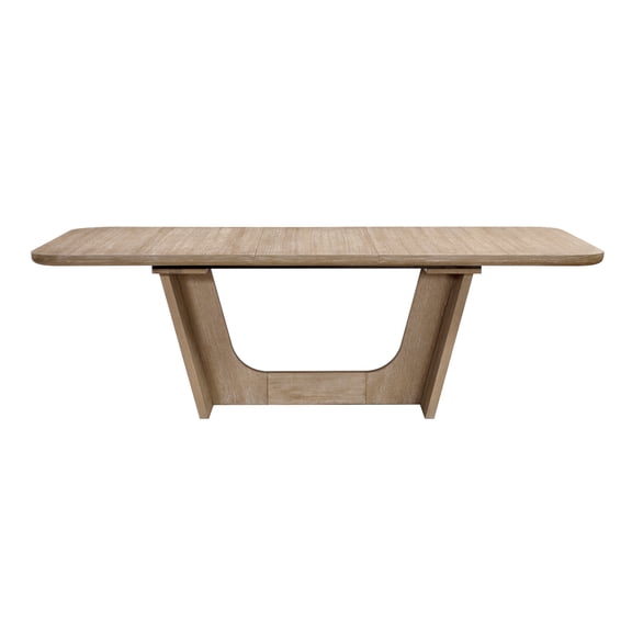 Extendable Dining Table, Natural Oak Veneer, Seats 8, Modern Transitional Wooden Dining Room Furniture