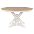 thumbnail image 1 of Extendable Dining Table, Retro  Style Round Table with 12" Butterfly Leaf, Cross-Leg Base, Solid Wood Table for Dining Room, Kitchen, Living Room, Oak (Dining Chairs are NOT Included), 1 of 9