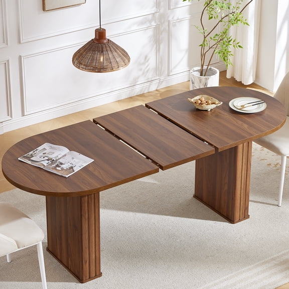 Extendable Dining Table, Seats 6-8, Large Wood Kitchen Table, Oval Extendable Table for Gatherings, Meeting for Small Kitchens, Dining Office Areas