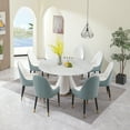 Extendable Dining Table Set for 8, Modern White Sintered Stone Dining