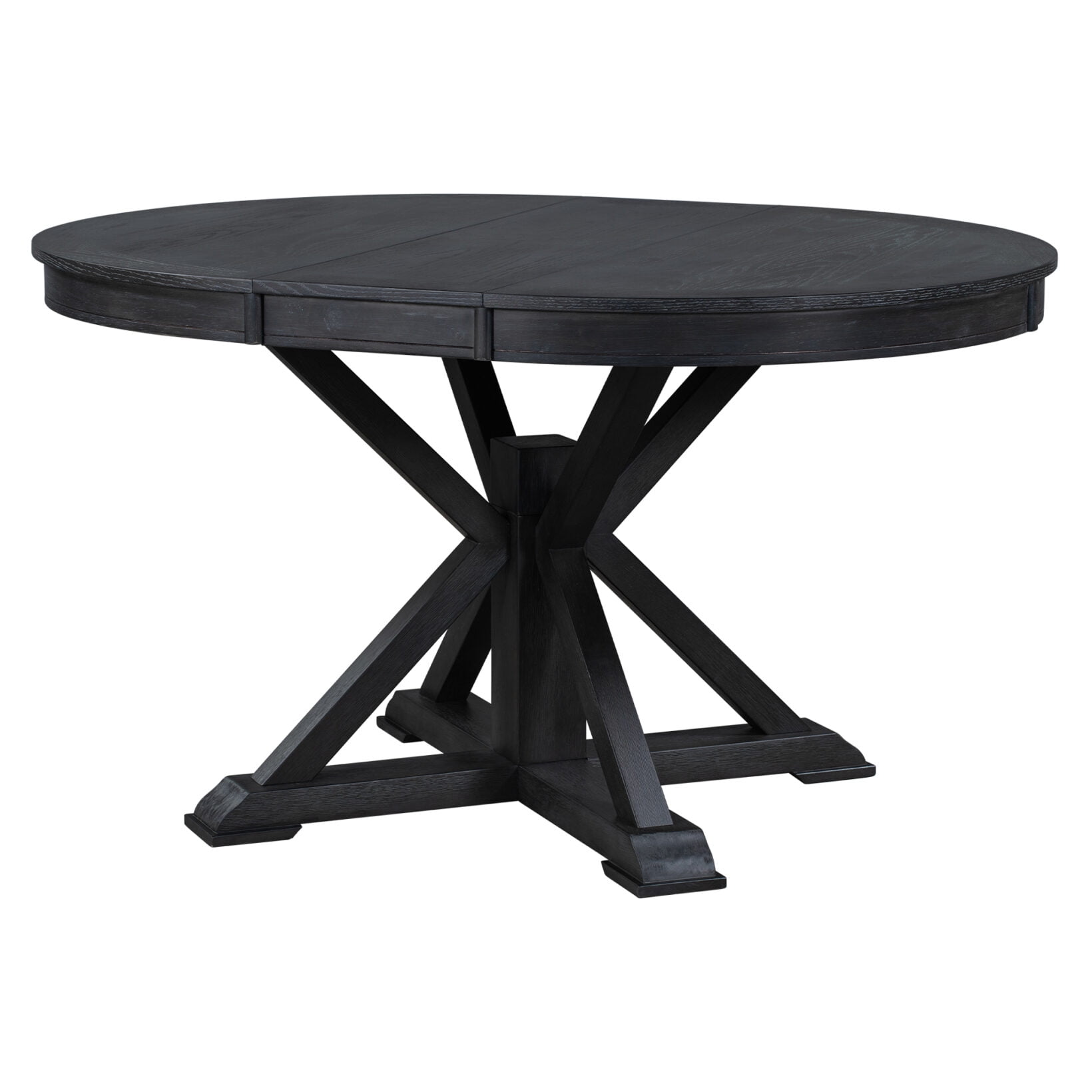 Extendable Dining Table with a 12" Leaf for Dining Room and Living Room,Round Table with Soild ...