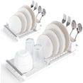 thumbnail image 1 of Extendable Dish Drying Rack, Small Dish Rack, Compact Dish Drainer, Dish Racks for Kitchen Counter, Stainless Steel Dish Drying Rack with Removable Cutlery Holder, Grey, 1 of 6