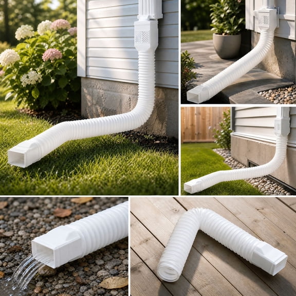 Extendable Downspout Extension Pipe, PP Rainwater Drainage Tube for Outdoor Villa Exterior Wall, Adjustable Length 1459 Inch, 4.33 Inch Width