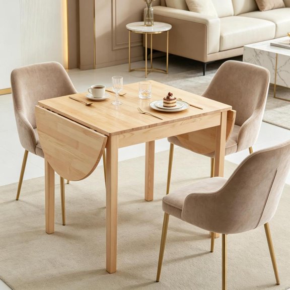 Extendable Drop-Leaf Dining Table, Convertible Space-Saving - 1PC