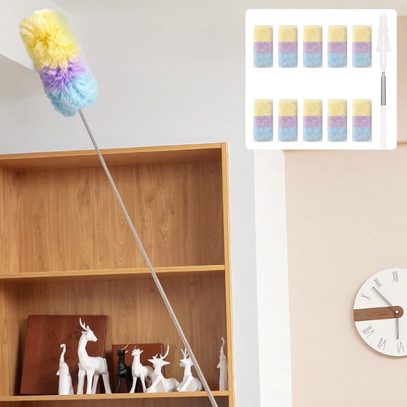 Extendable Duster 43 Inch With 10 Disposable Electrostatic Heads,High Reach Cleaning Rod Captures Dust Hair And Debris,No-Wash Design For High Places Crevices Bed Bottoms And Home Maintenance-B