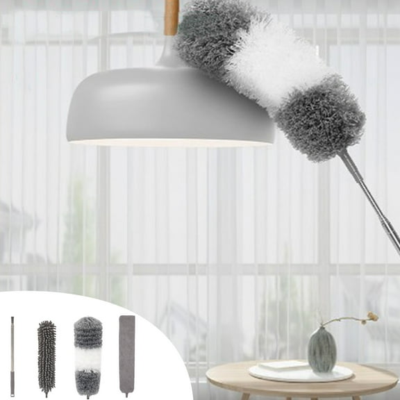 Extendable Duster Cleaning Set,30–98 Inch Microfiber Duster With Bendable Head And Telescopic Handle,Washable Feather Duster For Ceiling Fan Blinds Furniture Lighting Fixtures Home Office-Free Size