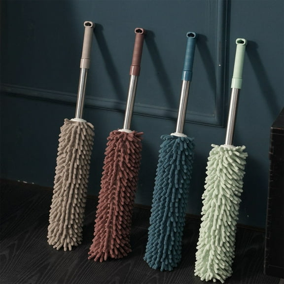 Extendable Duster for High Ceiling Cleaning, 60-100cm Retractable Pole with Soft Cotton Linen Head for Gentle Dusting, Non-scratch Surface Safe for Delicate Furniture & Hard to Reach Areas