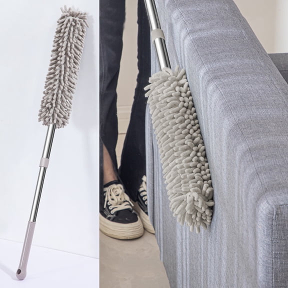 Extendable Duster for High Places, Electrostatic Crevice Cleaning Tool with Washable Microfiber Head, Telescopic Long Handle for Ceiling Fans Blinds Furniture Gaps Home Car, Reusable Dusting Rod