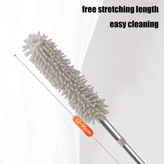 Extendable Duster, Telescoping Cleaning Wand with Electrostatic Microfiber Head, Washable Reusable Dusting Tool for Ceilings Blinds Under Bed and Pet Hair Removal