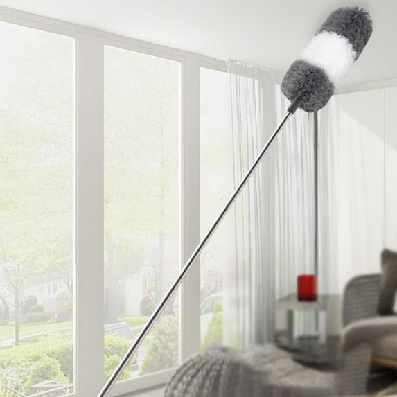 Extendable Duster,with 30-114 inch Adjustable Pole Ceiling Fan Cleaning Duster with Flexible Head Duster with Extension Pole for Cleaning High Ceilings Blinds Furniture and Cars