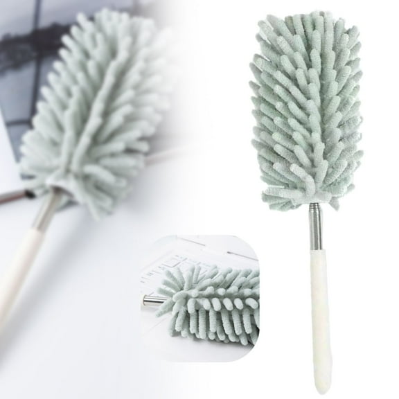 Extendable Dusting Brush, Multi-Purpose Cleaning Tool for Home and Car, Detachable Washable Cloth Head, Includes 1 Nordic Green 0.8m Chenille Duster