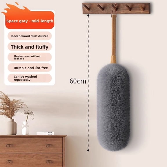 Extendable Microfiber Feather Duster with Telescopic Handle, Dusting Brush for Ceiling Fans, Walls and High Areas (Gray)