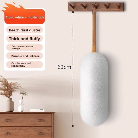 Extendable Microfiber Feather Duster with Telescopic Handle, Dusting Brush for Ceiling Fans, Walls and High Areas (White)