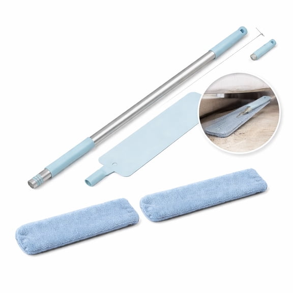 Extendable Flat Duster with Washable Microfiber Cloth, Gap Dust Cleaner for Under Furniture and Appliances