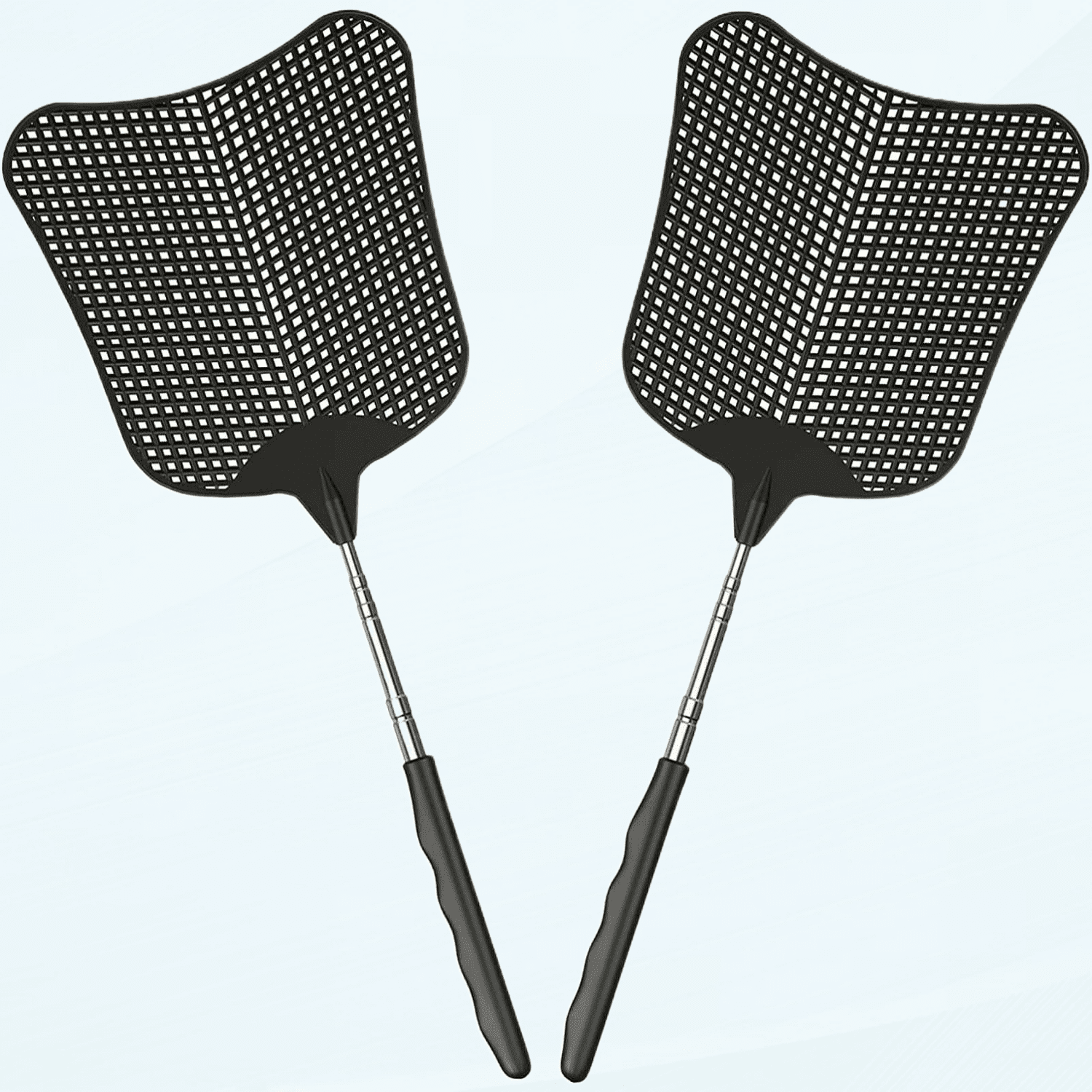 Extendable Fly Swatter, Durable Telescopic Fly Swatter Heavy Duty Set, Plastic Flyswatter with Stainless Steel Handle for Home Office Classroom (2 Pack)