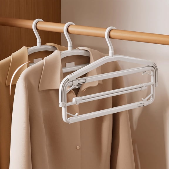 Extendable Foldable Clothes Hanger for Closet Organization, Non Slip Expandable Plastic Hanger for Shirts Pants and Laundry Storage
