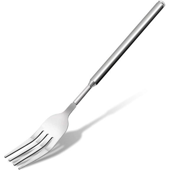 Extendable Fork, 8.7 to 25.4 Inch Adjustable Extending Fork, Stainless Steel Extendable Prank Long Telescoping Forks, Retractable Extended Telescopic Forks for Dessert Cutlery Dinner Fruit Dessert