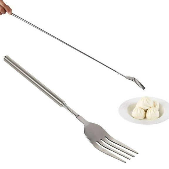 Extendable Fork,8.7 to 25.4 Inch Expandable fork prank,Expandable Telescopic BBQ Fork, Stainless Steel, Extendable Handle,Long Dinner Fruit Dessert Cutlery