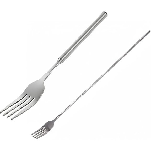 Extendable Fork, 8.7 to 25.4 Inch Expandable Fork for Prank BBQ, Stainless Steel Telescopic Forks for Fruit Dessert Pastry, 1Pcs