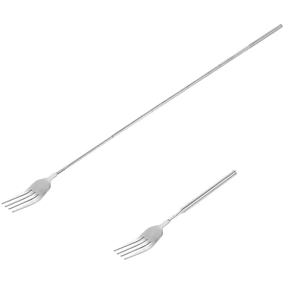 Extendable Fork, 8.7 to 25.4 Inch Long Prank, Telescopic BBQ Dinner Fruit Dessert Extended Tableware, Sturdy Stainless Steel (1pcs)
