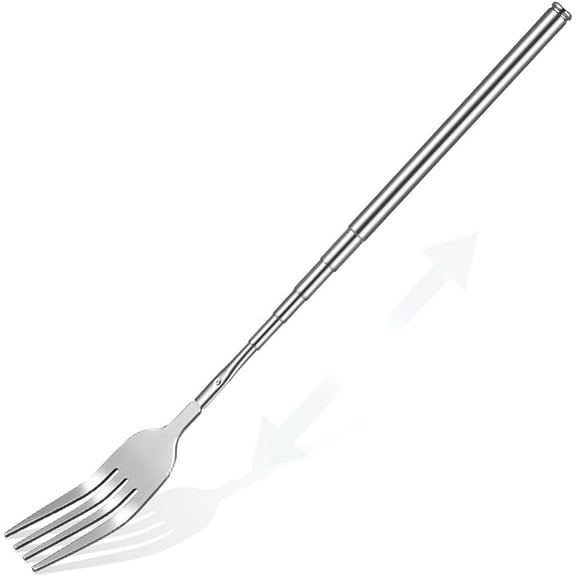 Extendable Fork, BBQ Telescopic Extendable Stainless Steel Dinner Fork, 8.7~25.4in Extra Long Fork for Barbecue Toasting Dinner Fruit Dessert Sausage Vegetable