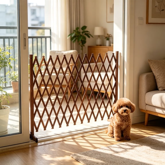 Extendable Garden Fence Wooden,Pet Grate Freestanding Accordion Lattice, Freestanding Wood Fence Partition for Home Yard Garden Indoor Outdoor