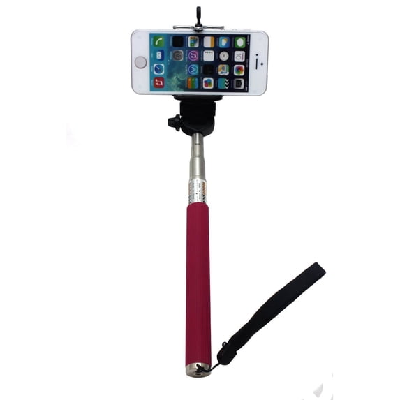 Extendable Handheld Selfie Stick MONOPOD - 7.87" to 38.19" Height - 1.10 lb Load Capacity For iPhone X iPhone 8 8 Plus 7 7Plus 6 6s Plus SE 5 5s 5c Samsung Galaxy S8 S8 plus - Red